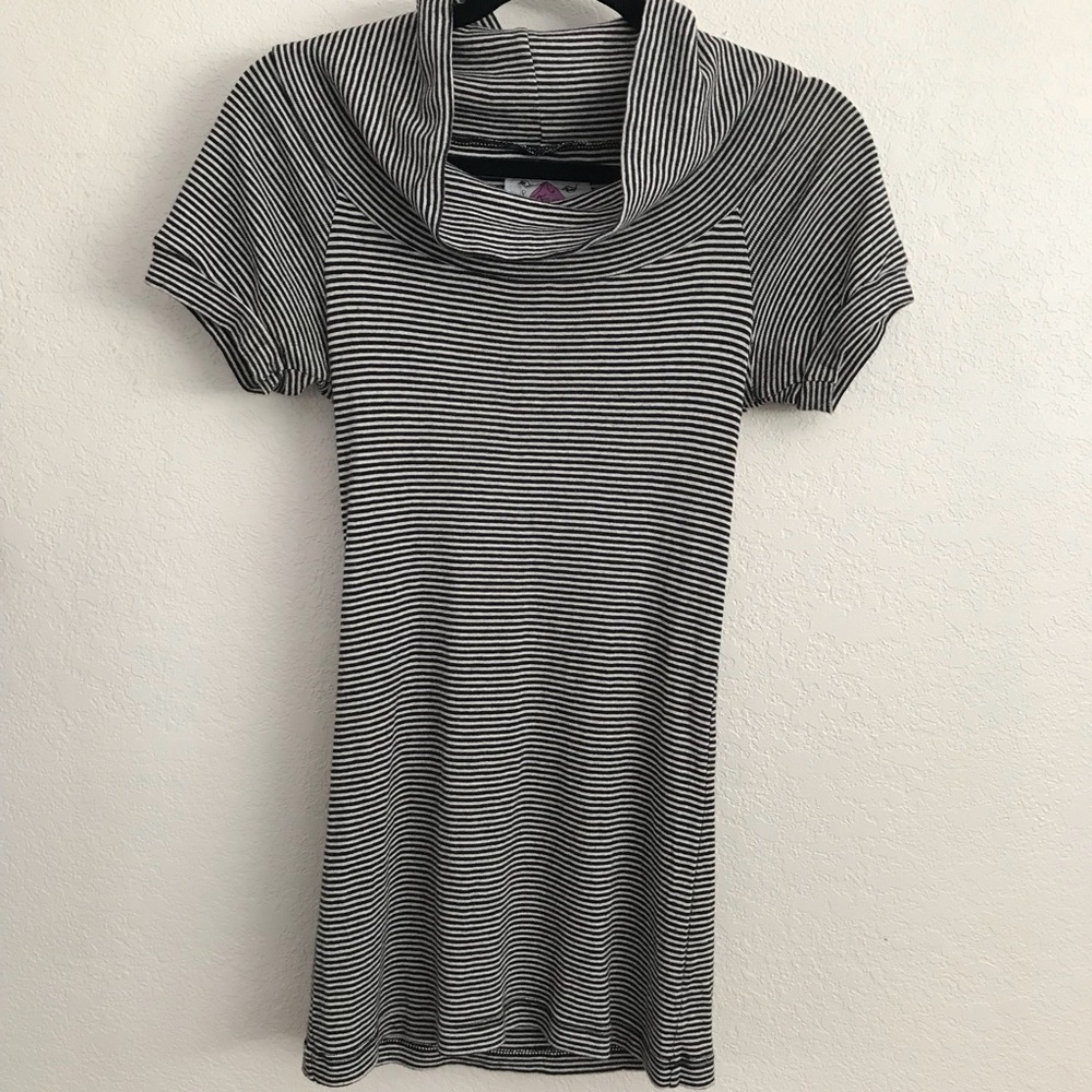 Free People Striped Cowl Neck Short Sleeved Shirt